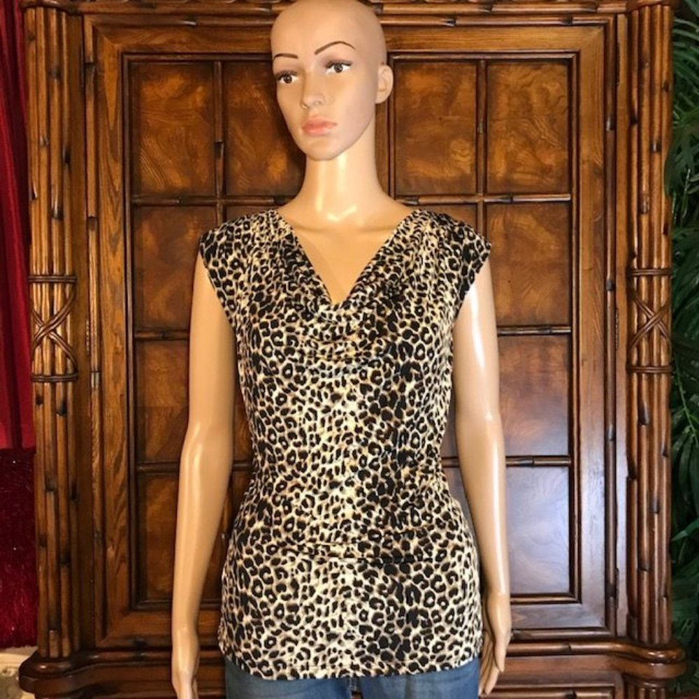 Leopard Print Drape Front Top - image 1